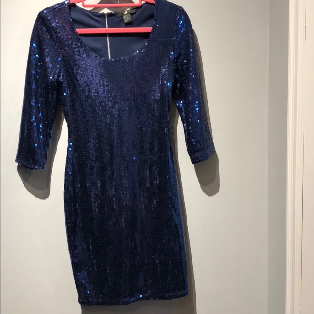 H&M Navy Sequin Mini Dress